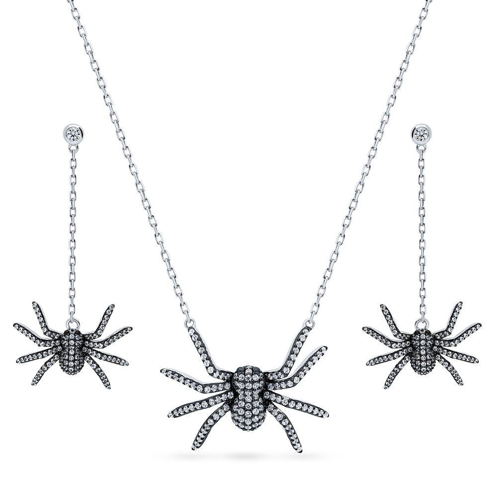 Spider CZ Necklace and Earrings in Sterling Silver, 1 of 12