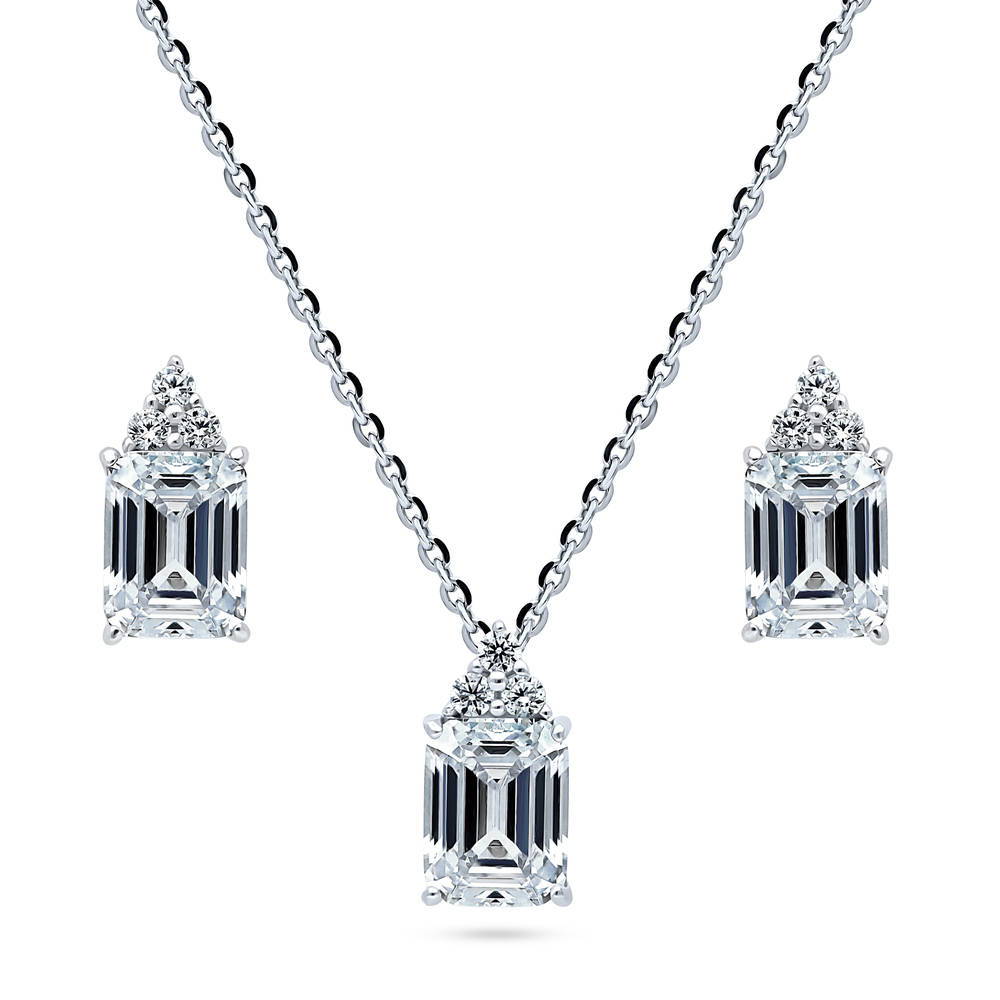 Solitaire 2.1ct/4.2ct Emerald Cut CZ Set in Sterling Silver, 1 of 13