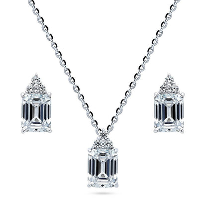 Solitaire 2.1ct/4.2ct Emerald Cut CZ Set in Sterling Silver