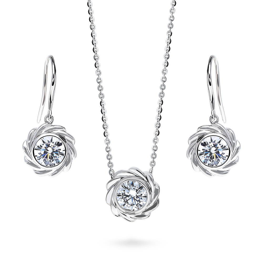 Solitaire Woven Bezel Set Round CZ Set in Sterling Silver