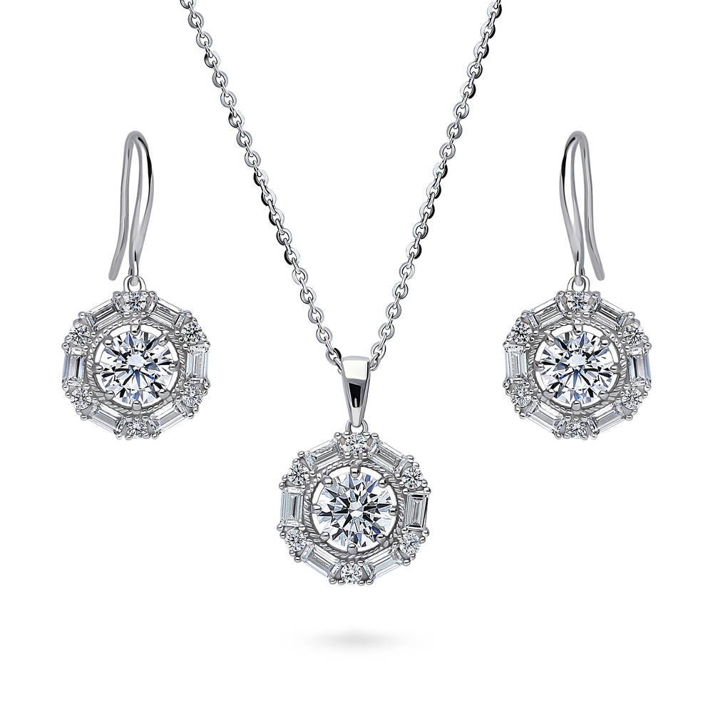 Halo Art Deco Cable CZ Set in Sterling Silver, 1 of 10