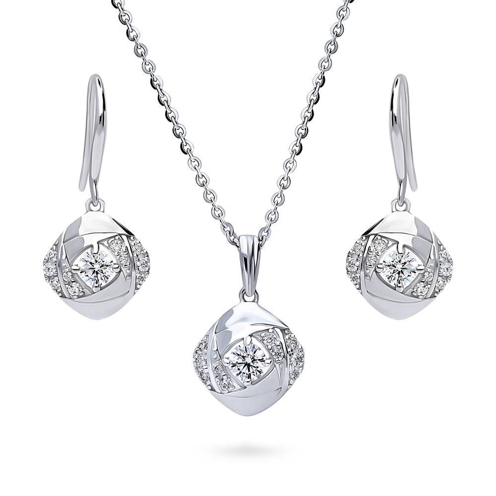 Woven CZ Necklace and Earrings Set in Sterling Silver, 1 of 11