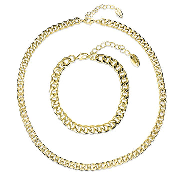 Statement Bracelet and Necklace Set in Gold-Tone, 2 Piece