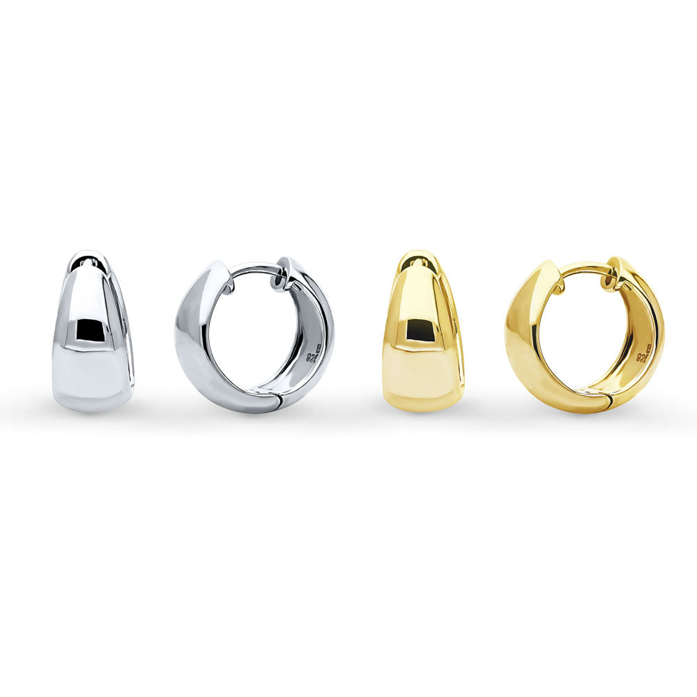 Dome Huggie Earrings in Gold Flashed Sterling Silver, 2 Pairs, 1 of 20