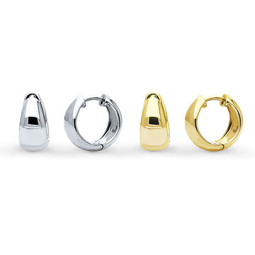 Dome Huggie Earrings in Sterling Silver, 2 Pairs