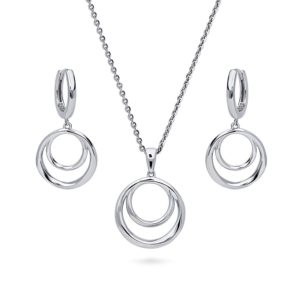 Open Circle Necklace and Earrings Set in Sterling Silver