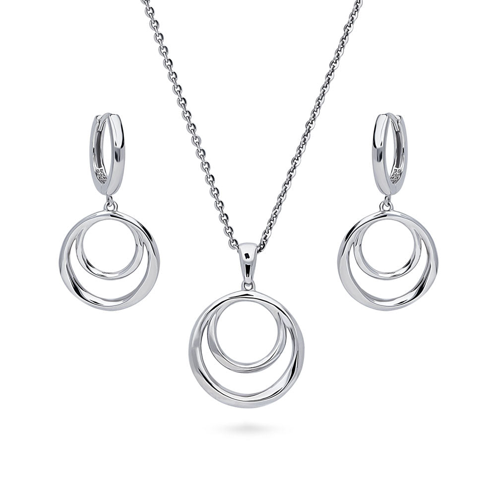 Open Circle Necklace and Earrings in Sterling Silver