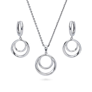 Open Circle Necklace and Earrings Set in Sterling Silver