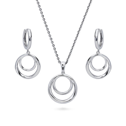 Open Circle Necklace and Earrings in Sterling Silver