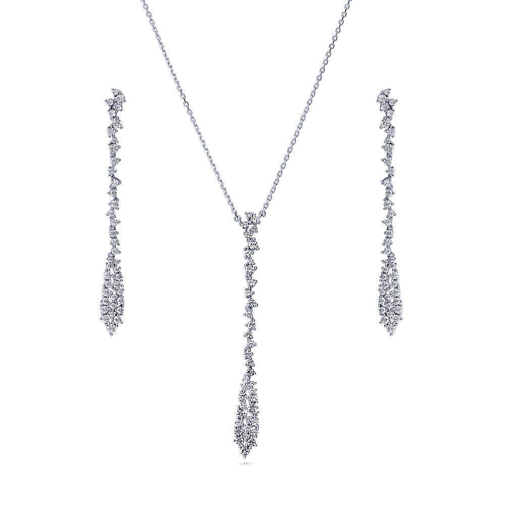 Cluster Teardrop CZ Set in Sterling Silver, 1 of 11