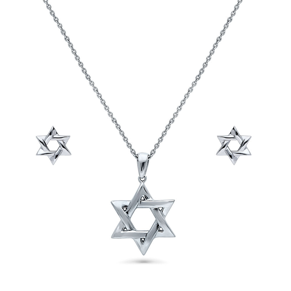 Star of David Necklace and Earrings Set in Sterling Silver, 1 of 13