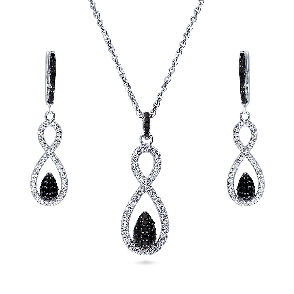 Black and White Infinity CZ Set in Sterling Silver