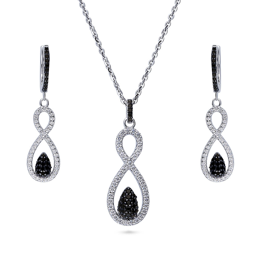 Black and White Infinity CZ Set in Sterling Silver, 1 of 15